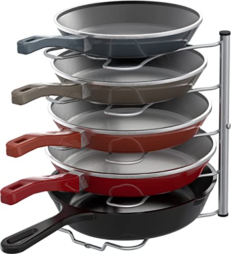 Simple Houseware Cabinet Pantry Pot and Pan Organizer Holder Rack, Silver - color: Silver