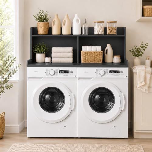 Royxen Laundry Countertop with 20“ Shelf Universal Fit, Washer and Dryer Countertop with Storage Space, Black - color: Black