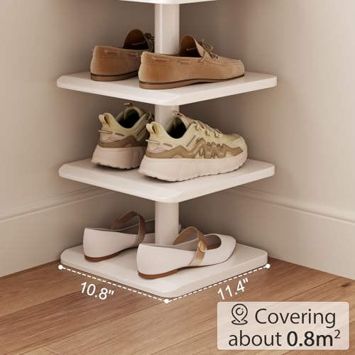6-Tier Vertical Shoe Rack, Narrow Shoe Tower for Small Space - color: White, size: 11.4"D×10.8”W×43.3"H
