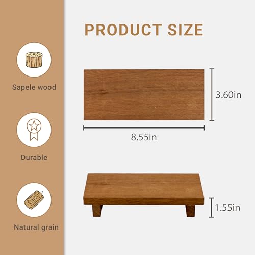 Small Wood Pedestal Stand - Wooden Bathroom Counter Decor - Home Decor Coffee Bar Accessories for Vanity, Counter, Sink