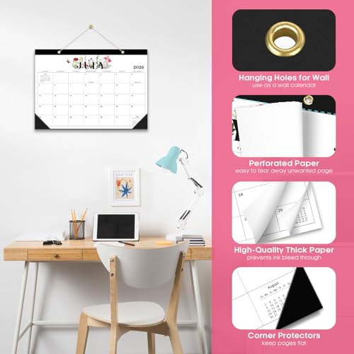 Desk Calendar 2026-2027, 18-Month Calendar Runs from July 2026 to December 2027, Large 17" x 12" Monthly Desktop & Wall Calendar for Home & Office - Soft Botanica - color: i-Soft Botanica, size: Jul 2026 – Dec 2027