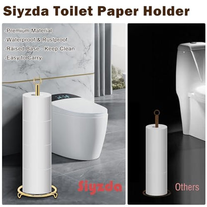 Bath Toilet Paper Holder, Metal Toilet Tissue Roll Organizer Storage, Tissue Paper Holder Stand for Bathroom/Kitchen Countertop, 21" H (Gold) - color: Gold