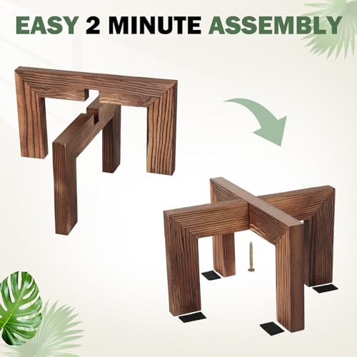 Pinkunn 3 Pcs Wood Plant Stand Indoor Plant Stand for 3-12 Inch Pots Mid-century Modern Plants Stool Plants Pot Holder Home Decor for Balcony Living Room Office Courtyard Detachable(Classic Style) - style: Classic Style