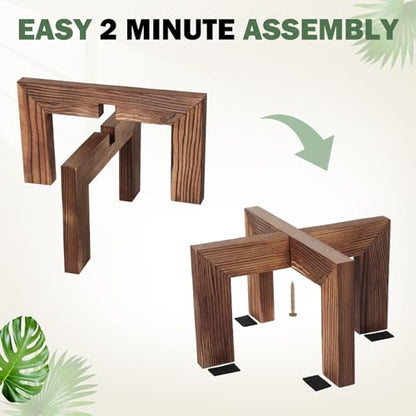 Pinkunn 3 Pcs Wood Plant Stand Indoor Plant Stand for 3-12 Inch Pots Mid-century Modern Plants Stool Plants Pot Holder Home Decor for Balcony Living Room Office Courtyard Detachable(Classic Style) - style: Classic Style
