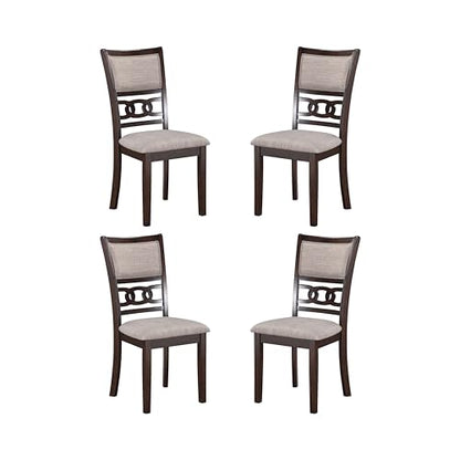 New Classic Furniture Gia Dining Chair (Set of Four), Light Brown Fabric Upholstered Seat & Back Rest, Cherry Brown - color: Cherry, size: Set of 4, style: Dining Chair