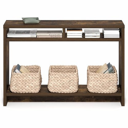 Furinno Viola Entryway Table, 3-Tier Narrow Console Table with Extra Thick Frame and Storage Shelf, 47.2" Wide Sofa Table, for Living Room, Home Office, Entryway, Amber Pine - color: Amber Pine