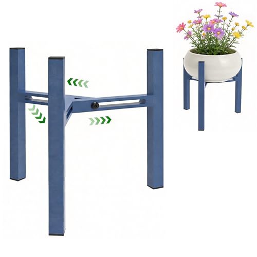 Adjustable Desktop Plant Stand Indoor, Metal Plant Shelf Fits 5.1-7.45" Pots for Succulents, Bonsai & Office (Without Pots) - color: Blue