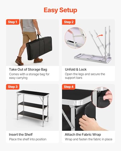 VEVOR Folding Portable Bar Table, 38.6 x 15.2 x 34.3 in, with Carry Bag, Storage Shelf, and Detachable Skirt, Quick and Easy Setup, Foldable Mobile Bartending Station for Events, Party, Tradeshow - size: 38.6 x 15.2 x 34.3 in