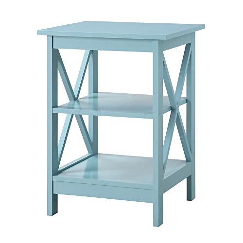 Convenience Concepts Oxford End Table 15.75" - Modern Living Room Table with Storage Shelves, Transitional Nightstand Side Table for Home Decor and Display, Sea Foam - color: Sea Foam Blue