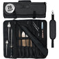 Asaya Waxed Nylon Chef Knife Roll Bag with 20 Slots and Zippered Pockets - Professional Chef Knife Bag & Storage Case, Tool Carrier with Shoulder Strap - Knives Not Included (Black) - color: Black