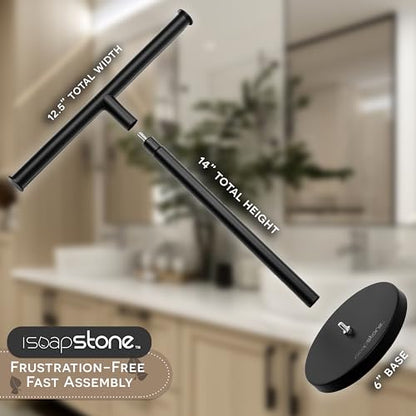 Luxury Hand Towel Holder Stand with Heavy Weighted Base, Matte Black Towel Rack, T-Shape, Freestanding Towel Stand for Bathroom Vanity or Kitchen Countertop, Waterproof Counter Organizer - color: Matte Black