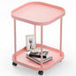Side Table with Wheels, End Table Living Room Plastic Mobile Sofa Side Table Small Night Stand Bedroom Pink - color: Pink, size: 1 Pack