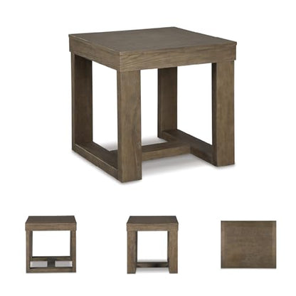Signature Design by Ashley Cariton Contemporary Oversized Square End Table, Grayish Brown - color: Gray Brown