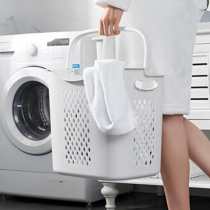 4-Tier Laundry Hamper Sorter, 54" Tall Laundry Storage Organizer with Wheels, Removable Rolling Laundry Baskets Bathroom Cart for Dirty Clothes, White
