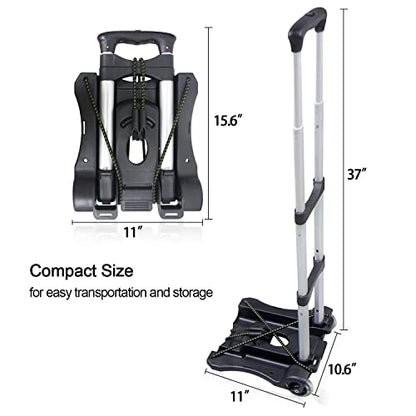 Sutekus Folding Hand Truck and Dolly 110-lbs Lightweight Portable Luggage Cart for School Travel Office Moving (Black) - color: Black