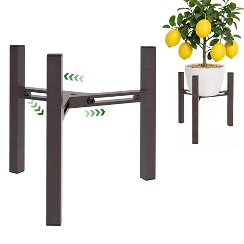 Adjustable Plant Stand Indoor, Metal Stable Plant Holder, Modern Plant Stands Fits 5-6-7-7.5" Pots for Home & Office (Without Pots) - color: Brown