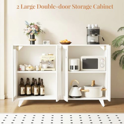 Panana Kitchen Buffet Server Table Accent Sideboard Cupboard Server Buffet Console Table with Doors Cabinet (49inch, White) - color: White, size: 49inch