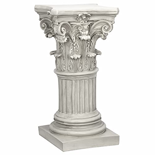 Design Toscano Corinthian Pedestal Column Plant Stand, Medium 29 Inch Tall, Cast Stone Resin, Antique Stone Finish - size: Medium, style: Corinthian