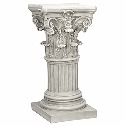 Design Toscano Corinthian Pedestal Column Plant Stand, Medium 29 Inch Tall, Cast Stone Resin, Antique Stone Finish - size: Medium, style: Corinthian