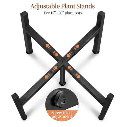 LUBORN Plant Stand Indoor Outdoor, 2 Pack Adjustable Plant Stands Fit for 15–20-Inch Large Plants, Mid-Century Metal Planter Stand, Heavy-Duty Single Modern Plant Holder for Living room, Patio - size: 15''-20'' 2P