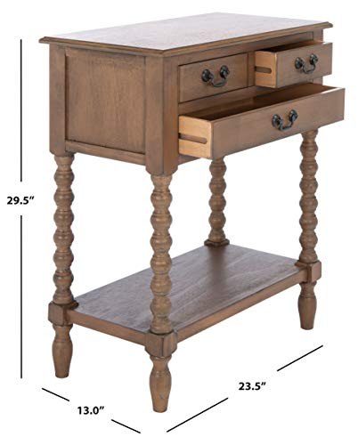 SAFAVIEH Furniture - Athena 3-Drawer Console Table - Brown - Solid Wood - Farmhouse Classic Design - Ideal for Entryway, Living Room, Hallway, 23.5" W x 13" D x 29.5" H (CNS5703C) - color: Brown