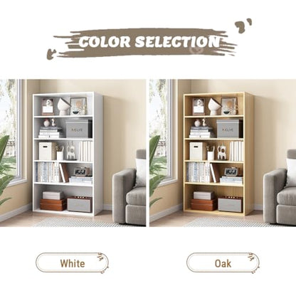 NELYE Basic Open Shelf Bookcase - 5-Tier Wooden Cube Storage Shelves Split Bookshelf, White - color: White, size: 5-Tier