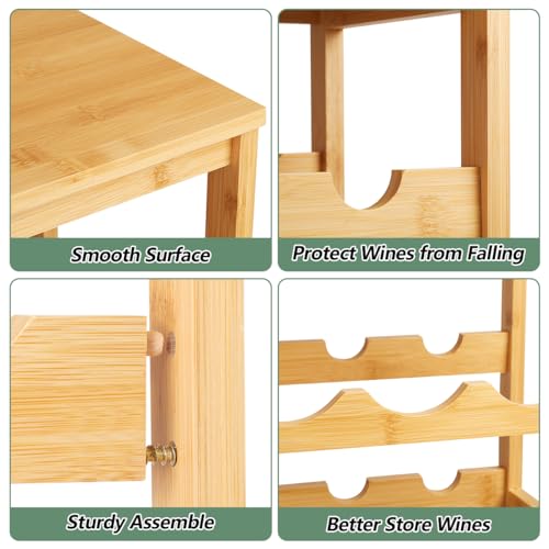 Wine Rack 24-Botttle Freestanding Floor, 6-Tier Wine Rack Shelf with Table Top, Bamboo Display Wine Storage Shelves Kitchen Bar Dining Room Living Room, Natural - color: 6 Tier Natural
