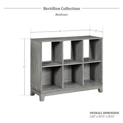 Lexicon Cube Bookshelf, 2 Tier 6-Cube Low Bookcase, Display Cabinet with Legs, Wood Book Shelf Organizer Storage Shelf, Book Shelves for Bedroom, Living Room, Office, Grey - color: Grey, style: 6 Cube Bookcase