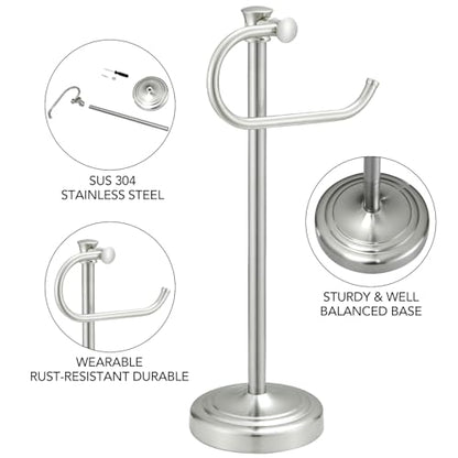 Stand Hand Towel Holder, Countertop Towel Bar, Brushed Nickel | 17 Inch Bathroom Towel Hanger, Freestanding Vanity Counter Top Towel Holder, Towel Ring Hardware Accessories, Stainless Steel - color: Brushed Nickel