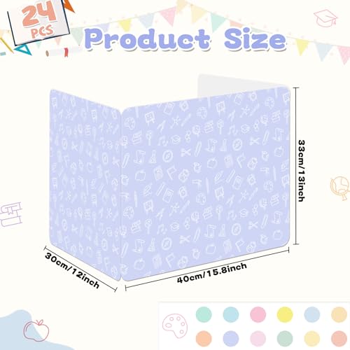 gisgfim 24 Pack Privacy Shields for Student in 12 Pastel Colors Desk Dividers Durable Privacy Folders Testing Dividers Shield Study Boards Panel Partition for Classroom Teacher Back to School Supplies - style: Pastel