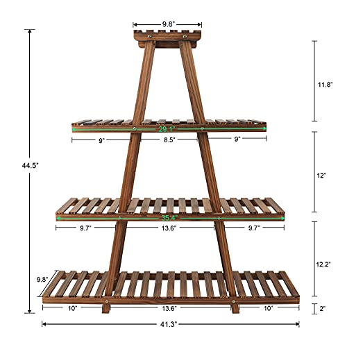 Ufine 4 Tier Wood Plant Stand Indoor Outdoor A Frame Plant Display Shelf | Multiple Plants Rack Flower Pot Holder for Living Room Balcony Patio