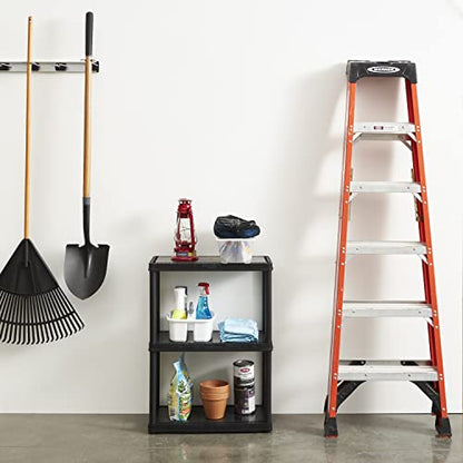 Gracious Living 33 Inch Heavy Duty 3-Shelf Light Duty Storage Shelf, Easy Assembly and Holds Up to 55 Pounds Per Shelf, Black - color: 3 Shelf - Black, size: 1 Pack