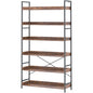 HCHQHS Bookshelf, Adjustable Industrial Bookcase, Vertical Tall Book Shelf, Wood and Black Metal Open Bookshelves for Home Office, Living Room, Bedroom (Rustic Brown, 6-Tier (31" W x 70" H)) - color: Rustic Brown, size: 6-Tier (31"W x 70"H)