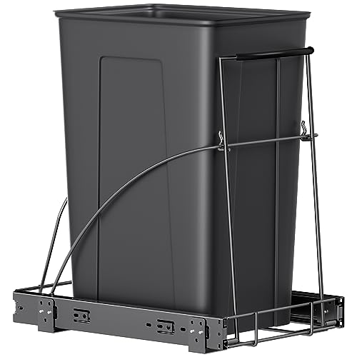 Insputer Pull Out Trash Can Under Cabinet, Requires 13" W X 18" D Cabinet, Under Sink Trash Can Kit, Slide Out Garbage for Kitchen(Not Included Can) - color: Black