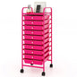 DREAMADE Rolling Cart with Storage Drawers, Utility Cart w/Removable Plastic Drawers, Lockable Wheels, Art Cart for Classroom Organization Art Supplies Office Scrapbook (10 Drawers, Hot Pink) - color: Hot Pink, style: 10 Drawers