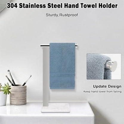 Stainless Steel L-Shaped Hand Towel Holder, SUS304 Bathroom Towel Rack with Thickened Base for Countertop Vanity (Chrome, Square Base) - color: Chrome