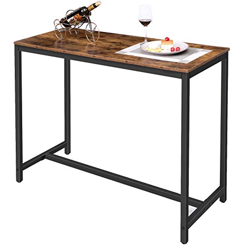 HOOBRO Bar Table, Rectangular Pub Table, 47.2” Counter Height Bar Table, Industrial Bar Height Table, Dining Table for Kitchen, Living Room, Easy to Assemble, Rustic Brown BF50BT01
