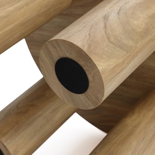 LuxenHome Round Coffee Table with 4 Pillar Legs, 27.5'' Wide Accent Center Table, Modern Farmhouse Oak Finish Wooden Low Cocktail Tea End Table with Sturdy Base for Living Room Home Office - color: Dark Oak-l