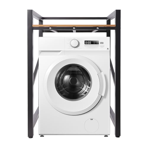 Over Washer and Dryer Shelves,Dryer Storage Shelf,3 Tiers Laundry Room Storage and Organizer Standing Shelf,Height Adjustable Laundry Room Shelves, Load-Bearing Capacity 22lbs (Black+Yellow) - color: Black+yellow