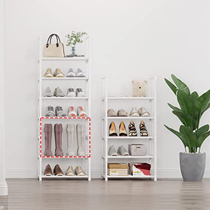 5-Tier Small Shoe Rack, Metal Stackable Kids Shoe Shelf Storage Zapateras Organizer,Narrow Shoe Rack Sturdy for Closet Hallway Entryway Living Room Bedroom (White) - size: 5-White