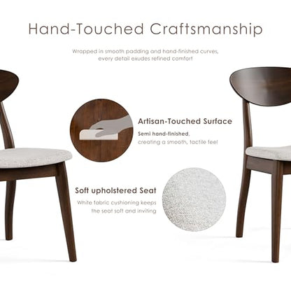 Furniture of America Nazaen V Mid-Century Modern Solid Wood 21.5-inch Side Chairs with Semi-Handmade, Perfect Round Radius and Upholstered Seat for Home Kitchen, Dining Room, Rich Walnut (Set of 2) - color: Rich Walnut, size: Style 5