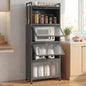 LDAILY 5-Tier Kitchen Storage Cabinet, Mobile Microwave Stand with Metal Frame, Double Anti-toppling Device, 4 Rolling Casters, Freestanding Bakers Rack for Kitchen, Dining Room, Living Room (Grey) - color: Grey