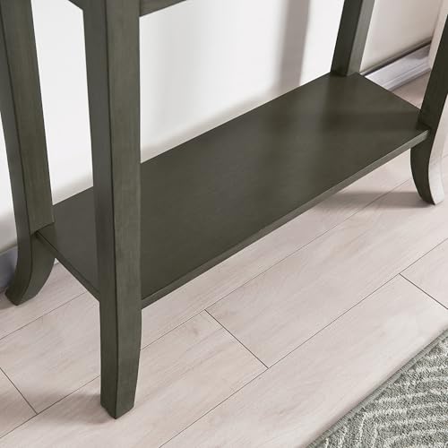 Topol Tray Edge Solid Wood Console Table with Drawer and Shelf, Smoke Gray Wash, Perfect for Entryways, Hallways, and Living Rooms – Leick Home, 10127-GR - color: Smoke Gray