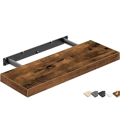 QEEIG Floating Shelf for Wall Bathroom Shelves Bedroom Kitchen Living Room Farmhouse Small Book Shelf 16 inch Set of 1, Brown (015-BN1) - color: A. Brown, size: 15.7" x 6.7"