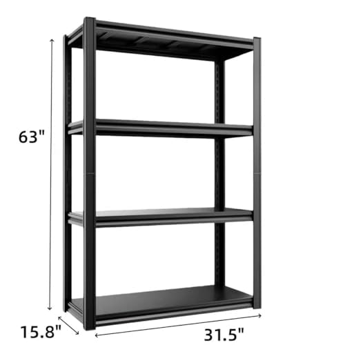 4-Tier 31.5" W x 15.8" D x 63" H Garage Shelving 2000LBS Storage Shelves Heavy Duty Metal Shelf Unit Adjustable Basement Industrial Storage Racks - size: 4T 31.5" W x 15.8" D x 63" H