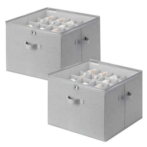 StorageWorks 2 Pack Shoe Organizer for Closet, Foldable Shoe Storage Box with Adjustable Dividers, Fabric Shoe Boxes Organizer for 32 Pairs, Closet Organizers and Storage Bin for Boots, Sneakers, Grey - color: Grey, size: Medium-2 Pack