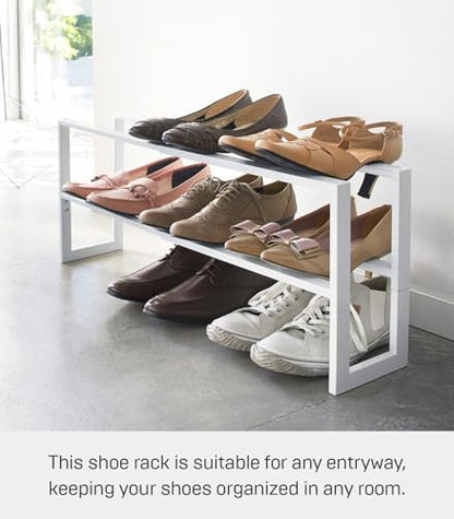 YAMAZAKI Home Expanding Shoe Rack, Metal, Adjustable Steel One Size White - color: White, size: Double