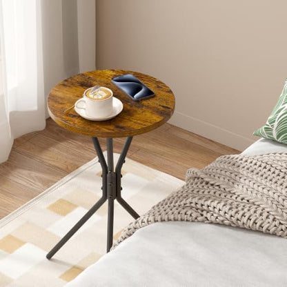 TUTOTAK Small Round End Table, Mini Side Table, Drink Table, Pedestal Table | for Small Spaces, Accent Nightstand, livingroom, Bedroom, Brown TB01BB098 - color: Brown, size: 1 Pack, style: Triangle