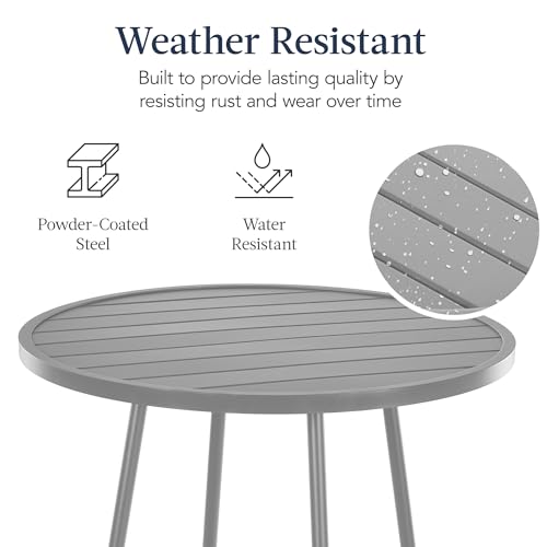Best Choice Products 3-Piece Patio Dining Set, Bar Height, Outdoor Bistro Set, Outdoor Round Bar Table w/ 2 Bar Stools, Steel - Gray - color: Grey