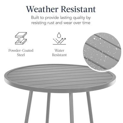 Best Choice Products 3-Piece Patio Dining Set, Bar Height, Outdoor Bistro Set, Outdoor Round Bar Table w/ 2 Bar Stools, Steel - Gray - color: Grey